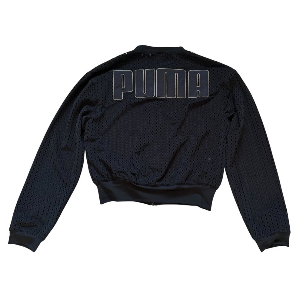 Puma Long Sleeve Full-Zip Luxe Jacket womens Size Small Black Activewear Running